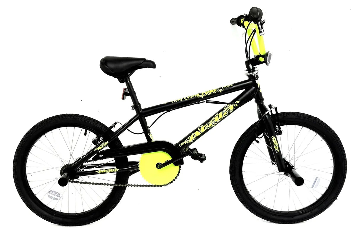 Crime 20 Bmx 20 inch Black and Yellow bike at Scanlon Cycles