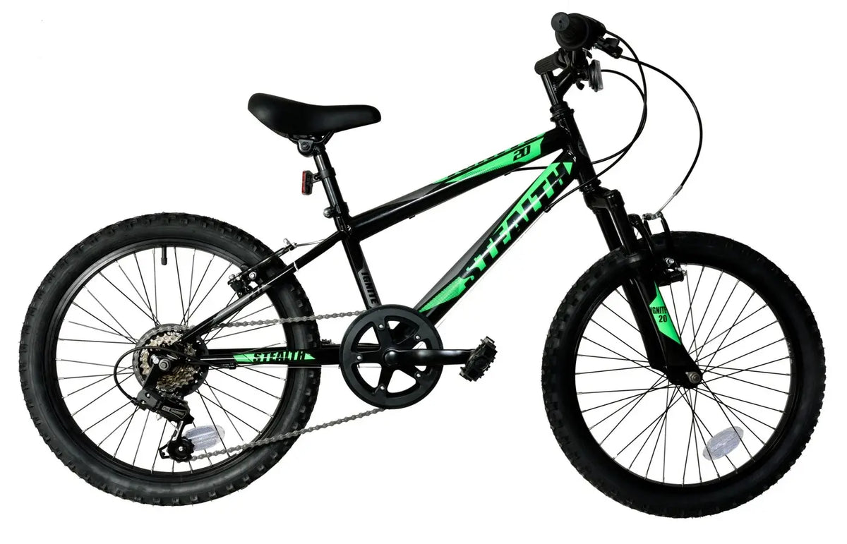 Ignite Stealth 20 inch Black and Green bike at Scanlon Cycles